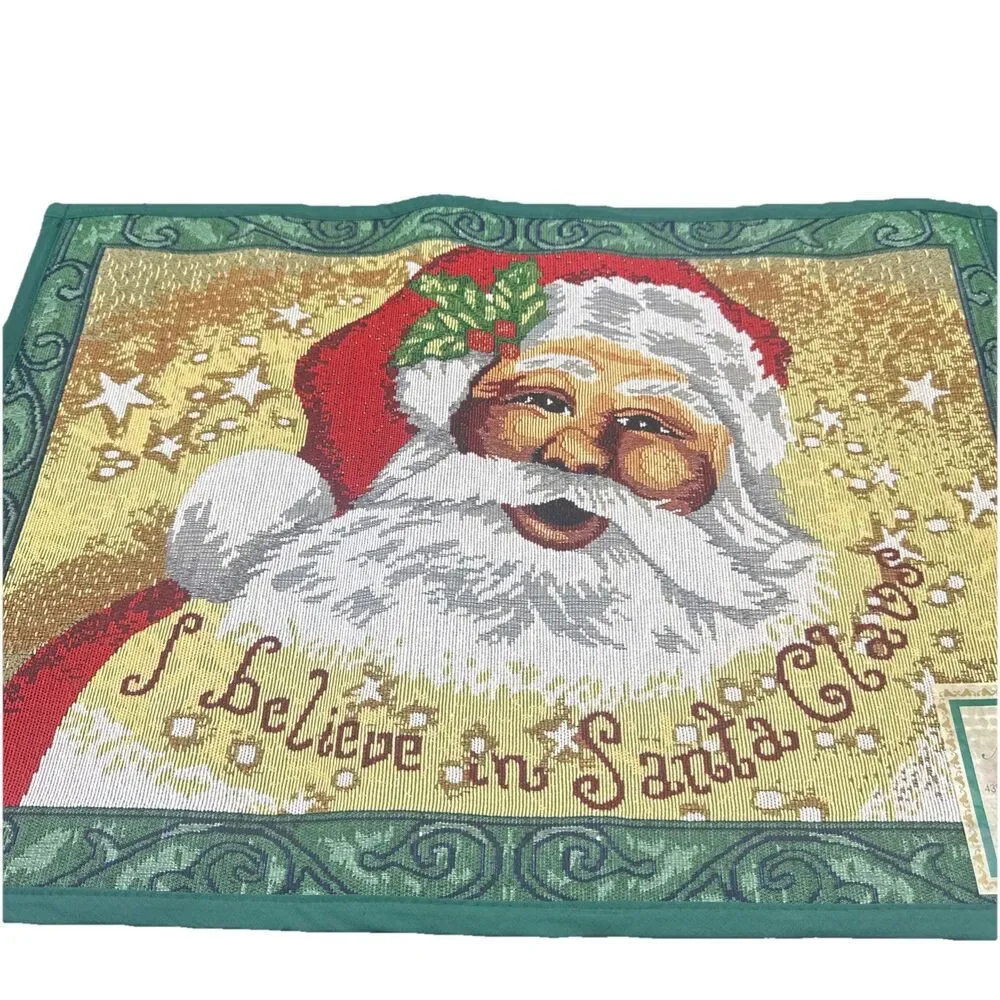 Christmas Tapestry Accent Rug‎ “I Believe In Santa”  19” X 27” NEW
